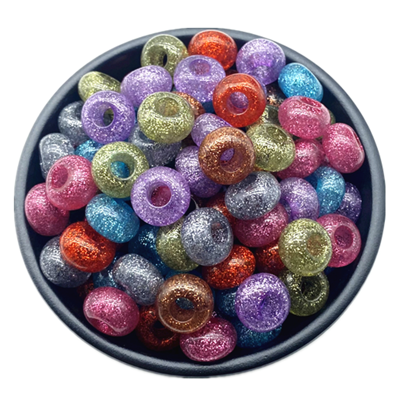 20pcs/lot 15x9mm Mixing Color Big Hole Acrylic Beads Loose Spacer Oblate Circle Bead Necklace Bracelet Pendant Jewelry Making: Pink