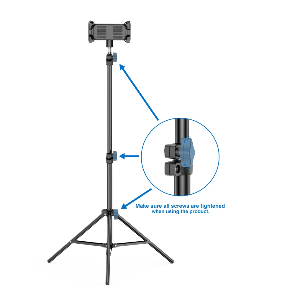 160cm Liftable Foldable Arm Tripod Floor Tablet Stand Phone Live Holder Support for IPhone IPad Smartphones Lounger Bed Mount