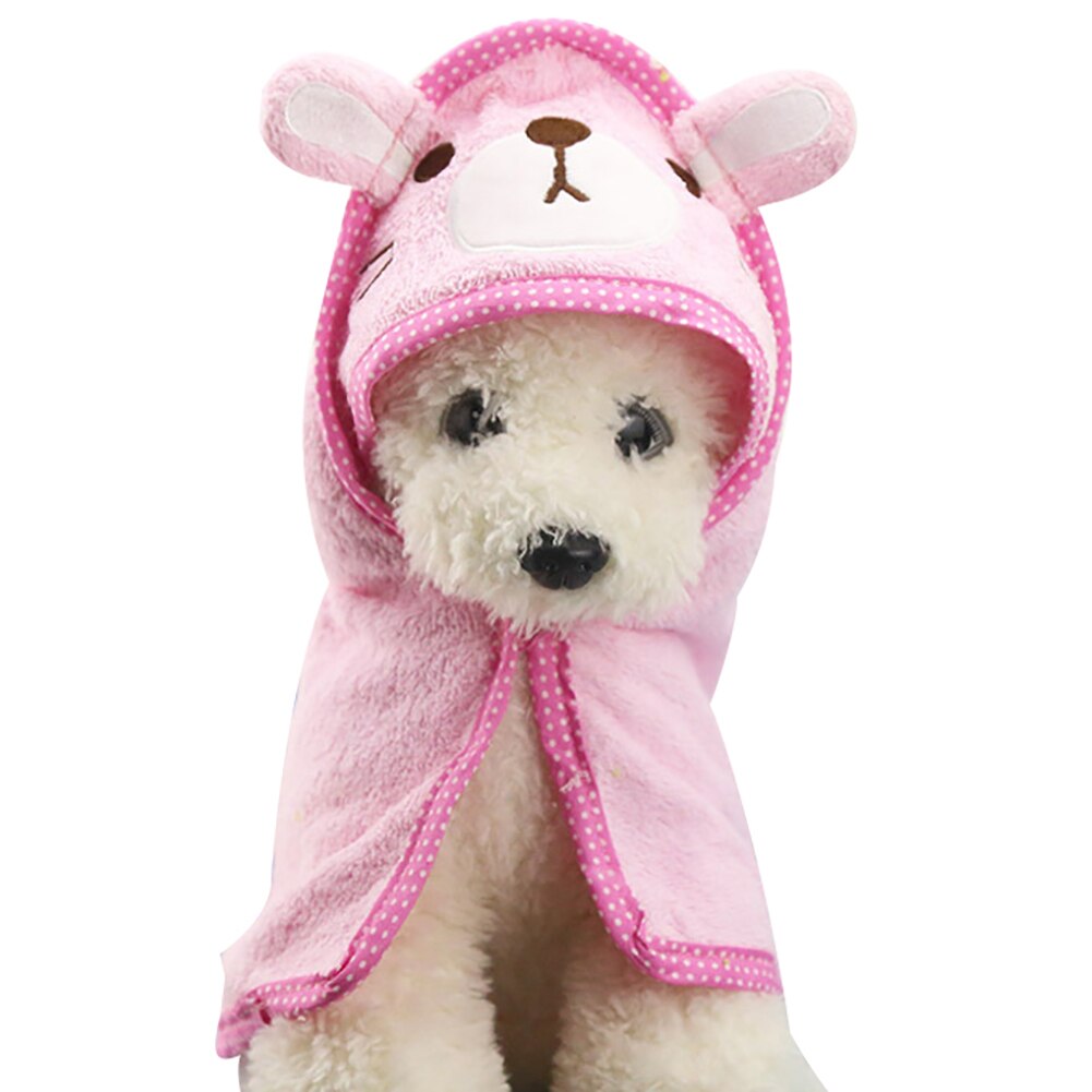 Peignoir doux pour animaux de compagnie, serviette de bain pour chiot, chapeau pour chien, chat, moyen et petit gabarit: Rose / L