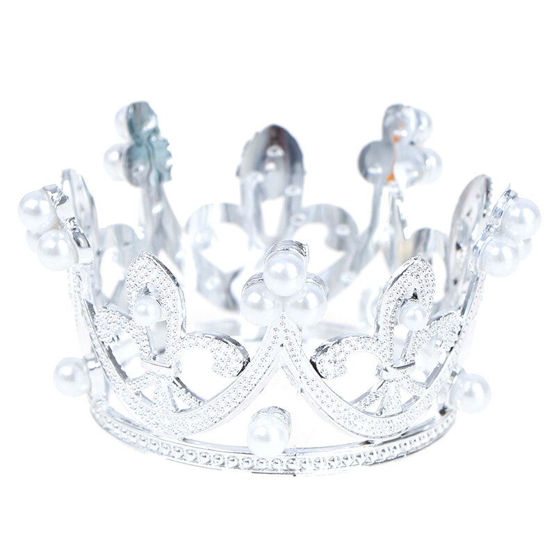 1pc mini krone kake topper krystall perle tiara låve hårpynt
