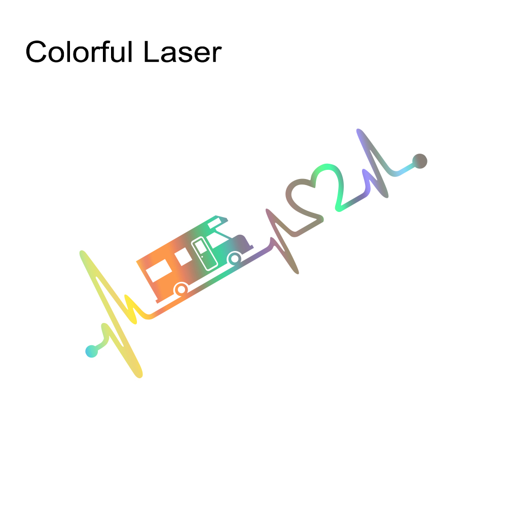 Pegatinas de vinilo de rayas para autocaravana, caja de caballos, caravana, RV, accesorios para coche, calcomanías gráficas de decoración de electrocardiograma: S / Verde claro