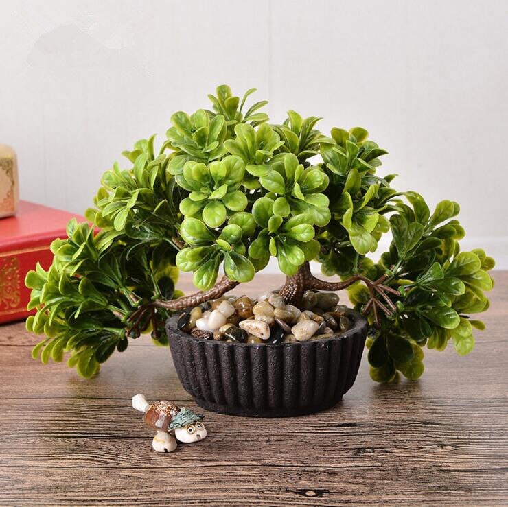 Cute 18 CM Green Small Bonsai Tree in Pot Artificial Plant Decoration for Office/Home Table Decor