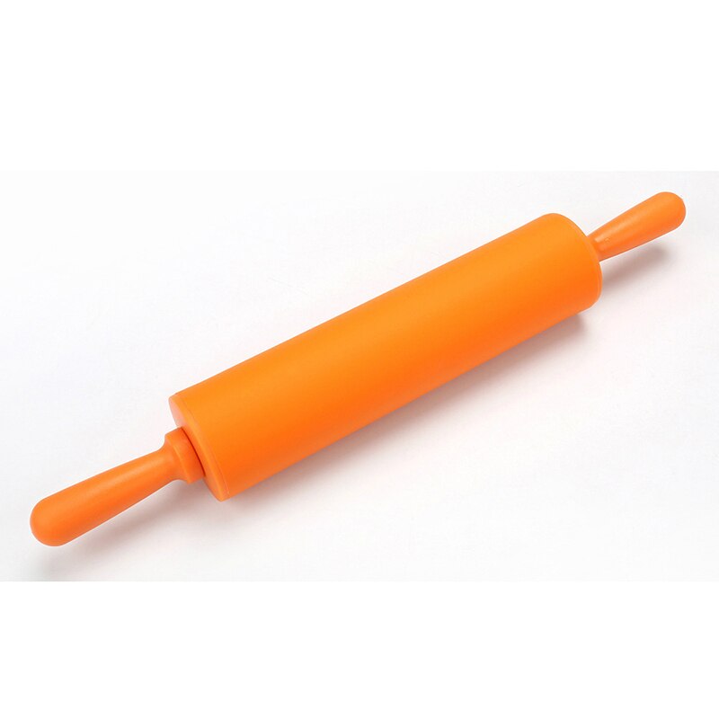 Farverig silikone kagerulle med træhåndtag moderne stil hjemmekøkken forsyninger dej rulledej pizza wienerbrød tærte pasta: B-orange / 30cm