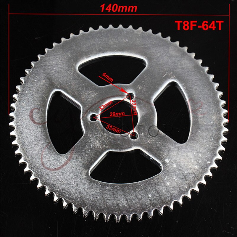 38 44 54 64 74 tand 38t 44t 54t 64t 74t t8f 35mm baghjul mini moto atv quad dirt pit pocket bike cross 47cc 49cc dele: T8f-29mm-64t
