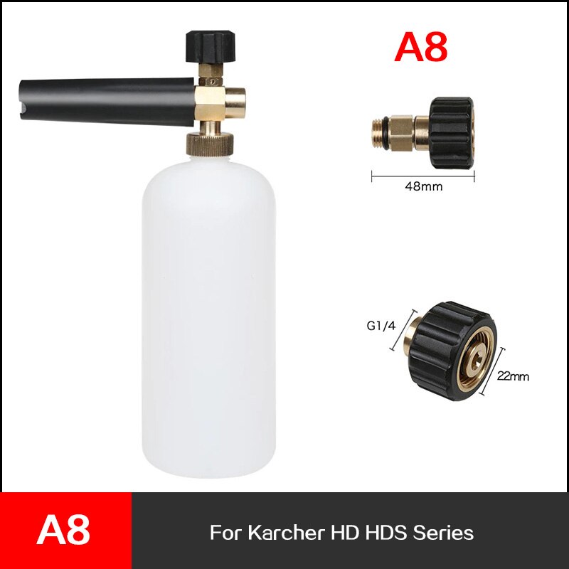 Générateur de mousse pour karcher avec différents types adaptateurs de filetage mâle buse de mousse de neige pistolet savon moussant voiture huter générateur de mousse: Bleu
