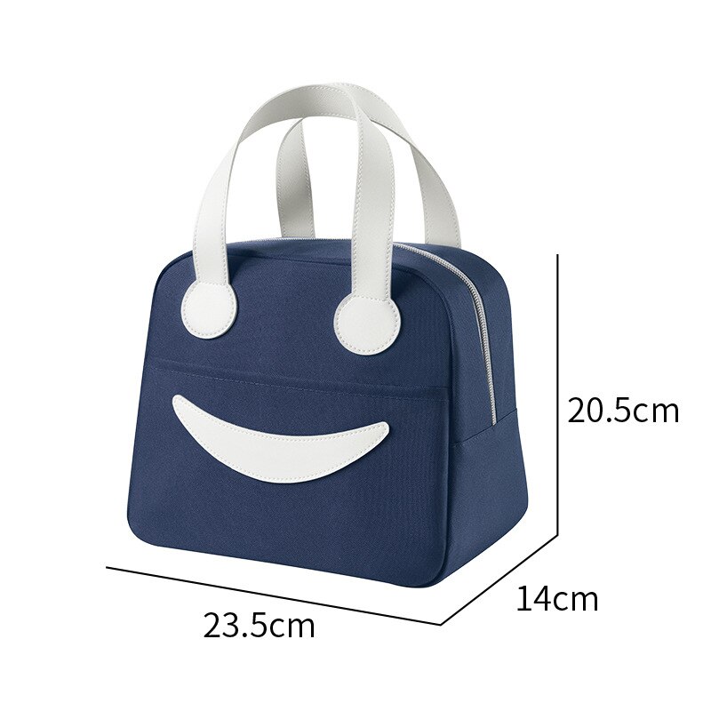 Smiley – sac à déjeuner fourre-tout de couleur unie, étanche, thermique, isolé, Portable, isotherme, Bento d&#39;extérieur pour aliments: 23x14x20 Navy blue