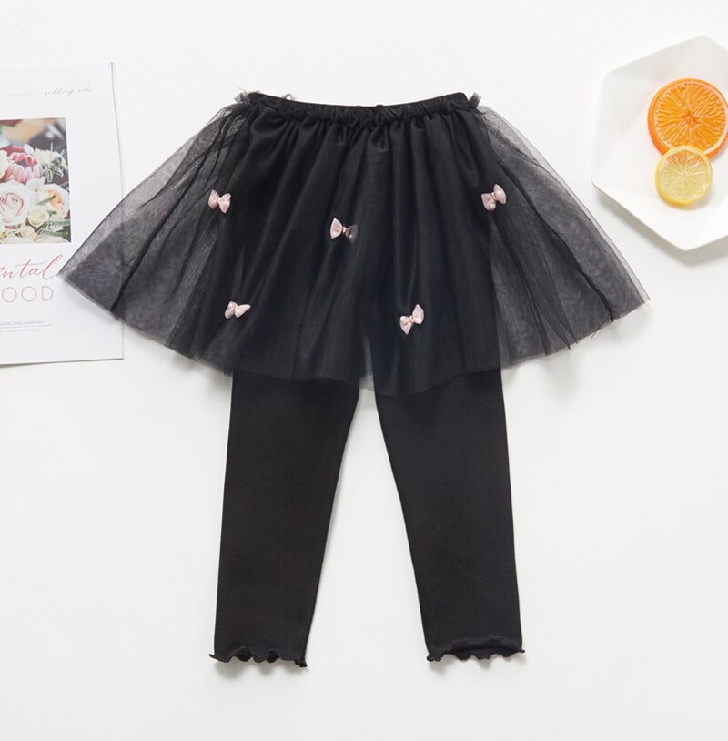 Spring Cotton Baby Girls Leggings Lace Princess Veil Skirt-pants Autumn Children Slim Skirt Trousers for 3-6 Years Kids Clothes: black / 110 fit 100cm-105cm