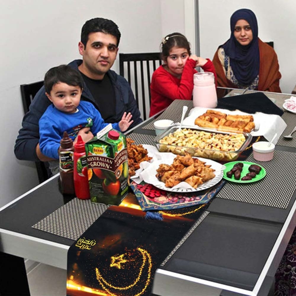 Ourwarm 32 x 180cm eid mubarak ønsker bordløber dekoration ramadan mubarak ramadan kareem glad eid mubarak festgaver