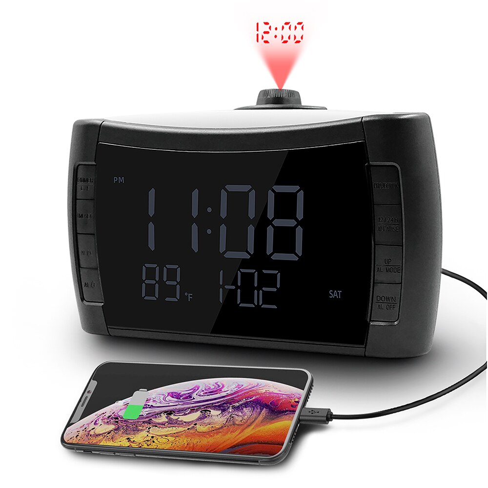 Digital alarm clock wake up light projection clock Colorful LED Display Time Digital Alarm Clock With USB can put battery clock