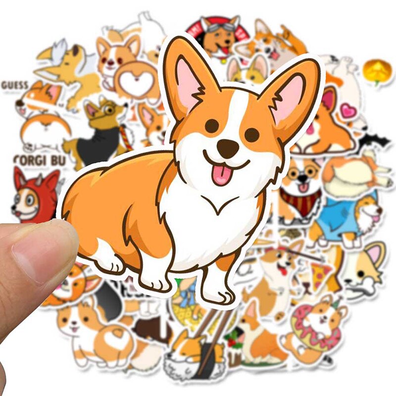 50 PCS Welsh Corgi Pembroke Cartoon Aufkleber Nette Tiere Hund Für Moto Auto & Koffer Coole Laptop Aufkleber Skateboard Aufkleber f4