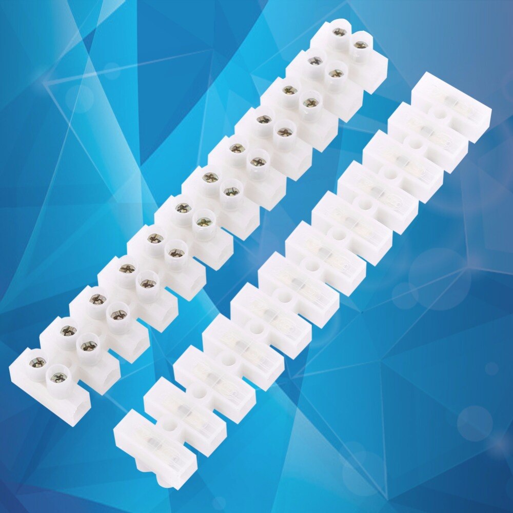 10pcs 360V 10A Terminal Blocks Dual Row Screw Terminals Electric Barrier 12-terminal Strip Block