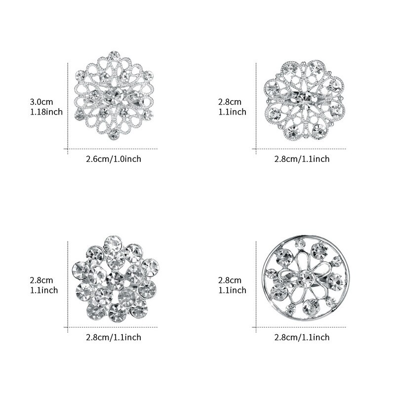 WEIMANJINGDIAN Lots de 12 pièces cristal strass fleur broche broches ensemble pour bricolage mariage Bouquet Kits bijoux accessoires