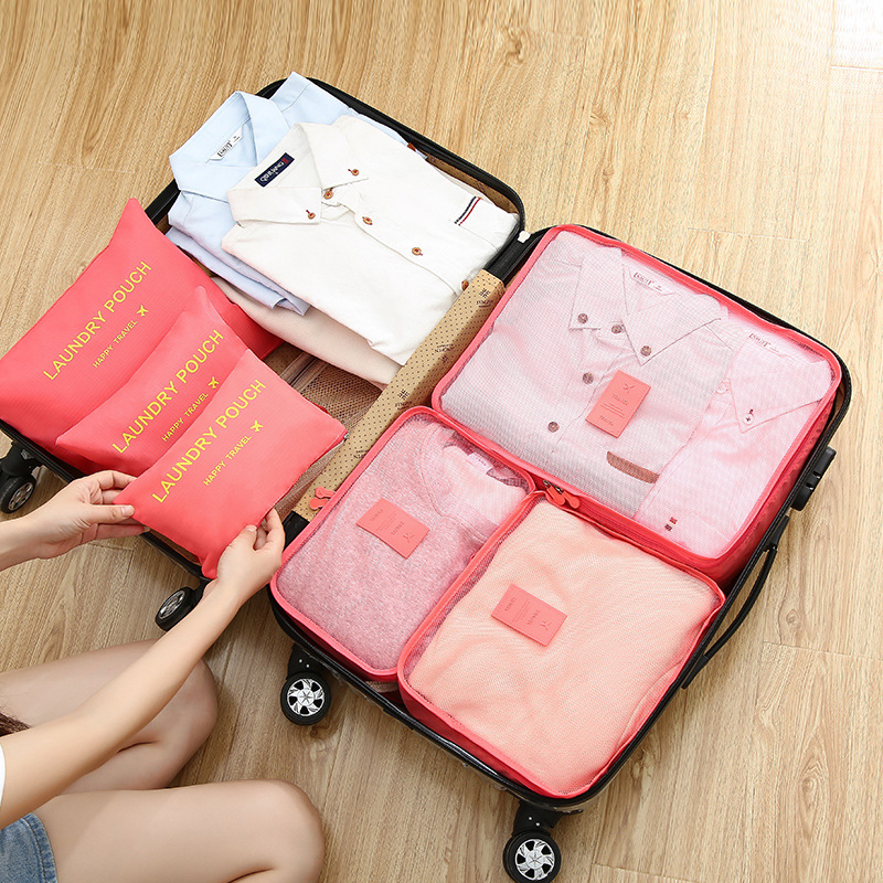 6 Stuks Set Reis Opbergzakken Koffer Inpakset Opbergdozen Draagbare Bagage Organizer Kleding Schoen Opvouwbare Organizer