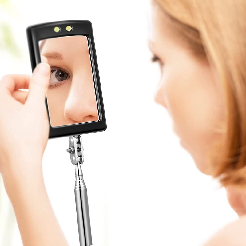 3 Pieces Telescoping Inspection Mirror Round Mirror Square Mirror Inspection Tool For Checking Vehicle,Observing Mouth