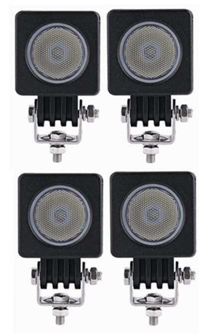 Yait pyöreä 10w led työvalo neliö 12v led traktorin työvalot offroad ajo 4 x 4 mönkijä auto moottoripyörä led valot kuorma-autolle: 4 kpl tulva neliö