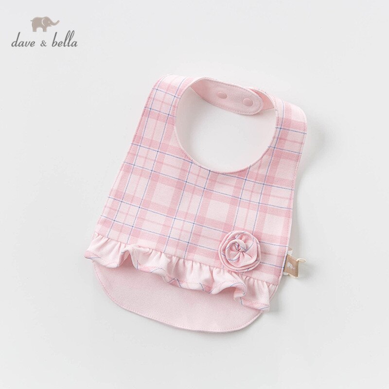 DBH12484 Dave Bella born baby girls cute floral plaid ruched bibs infant toddler bibs