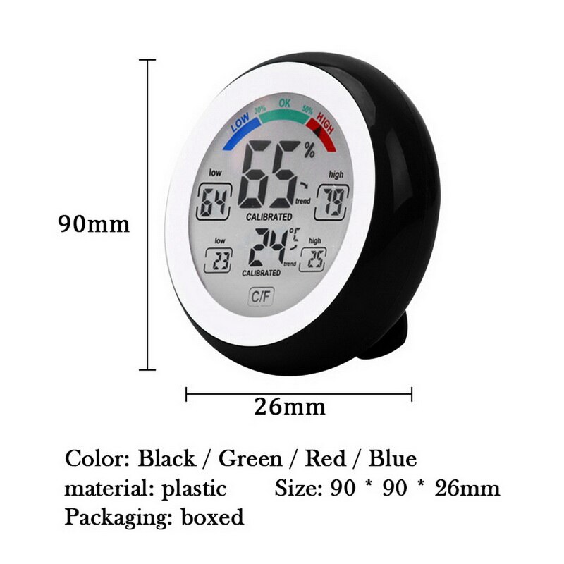 Digital LCD Display Indoor Thermometer Hygrometer Round Wireless Electronic Temperature Humidity Meter Weather Station Tester
