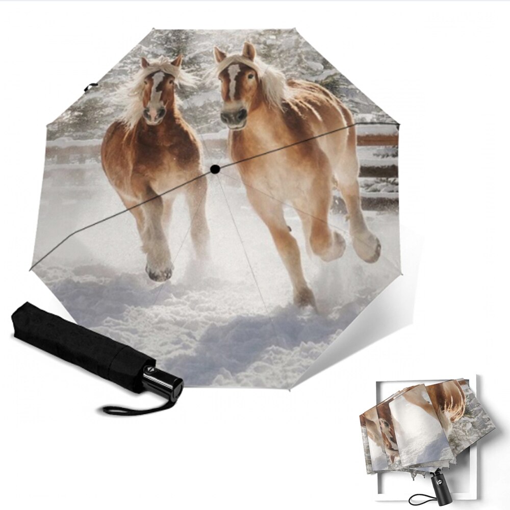 Fully-Automatic umbrella Horse Painting Parasol UV protection Aluminum Alloy Umbrellas Guarda Chuva Paragua Rain Gear: YSA2100