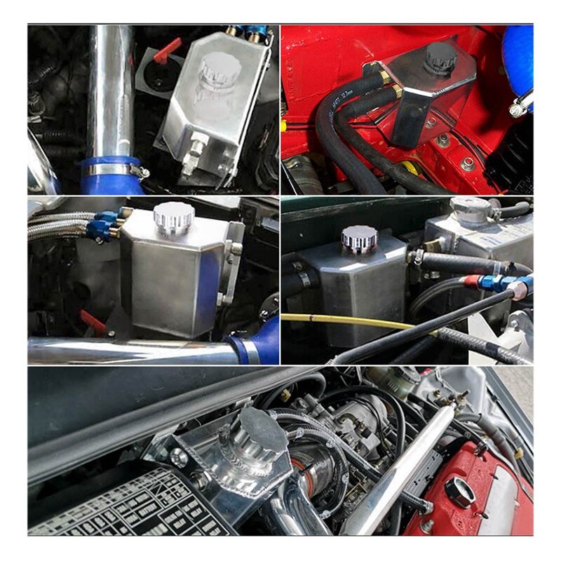 Automobile Universal 1L Aluminum Oil Collecting Tank Breathable Engine Oil Tank Automobile Modified Fuel Tank