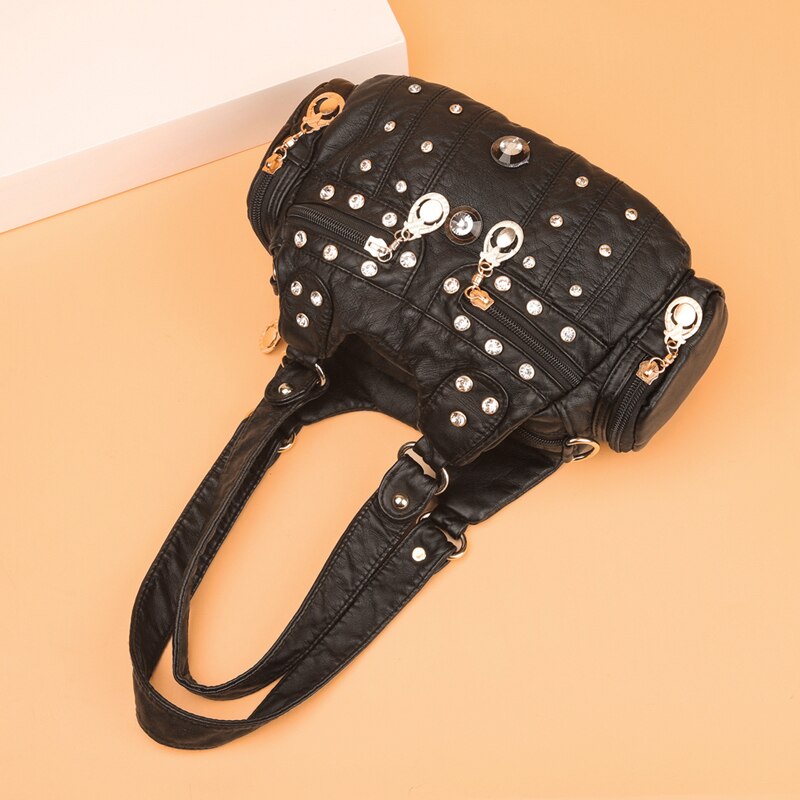 Luxus Weichem Leder Tote Handtaschen für Frauen Retro Umhängetasche Diamant Schulter Tasche Dame Multi-Tasche Crossbody Hobos tasche