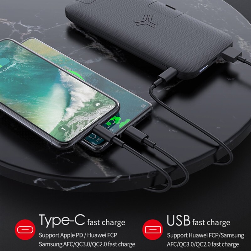 hoco 10000mAh QI Wireless Charger Power Bank QC3.0+PD 18W Fast Charging USB Powerbank External Battery for iphone 11 Samsung S10