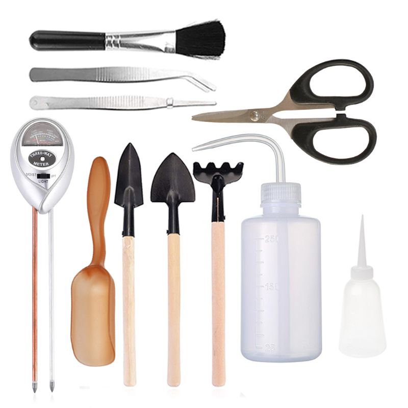 11 st trädgårdshandtag spade kratta set jordprovare fuktmätare, för inomhus och utomhus, trädgård, gräsmatta, gård