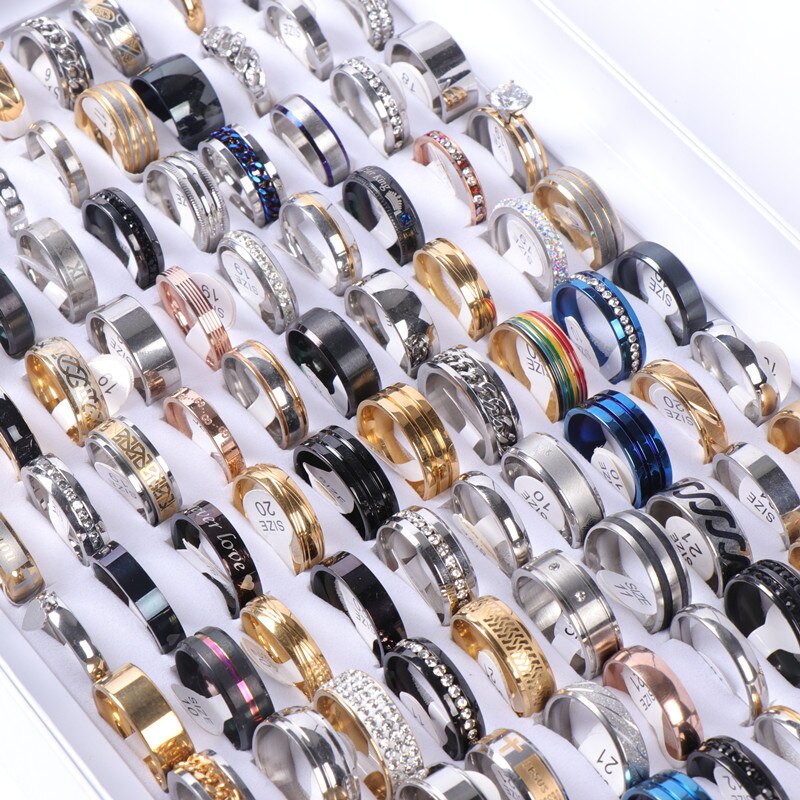 Pack of 50pcs/100pcs Mens Women's Good Stainless Steel Jewelry Rings For Party