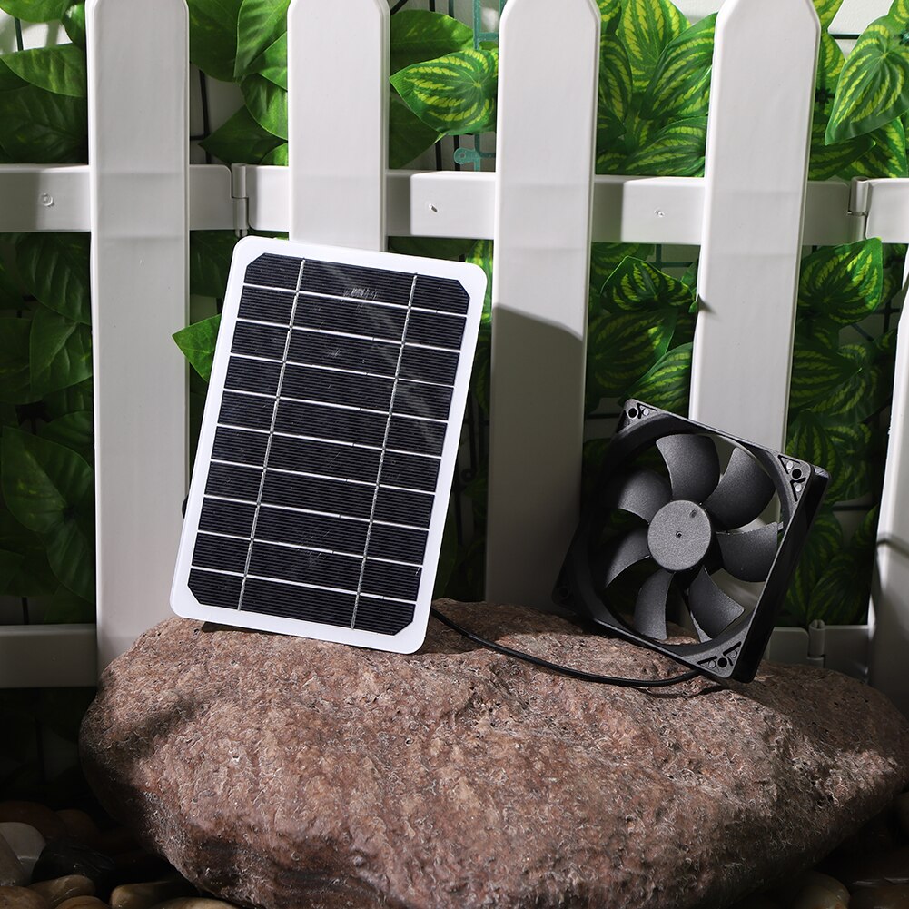6W 5V Solar Exhaust Fan Air Extractor Mini Ventilator Solar Panel Powered Fan for Dog Chicken House Greenhouse RV Air Flow Fan