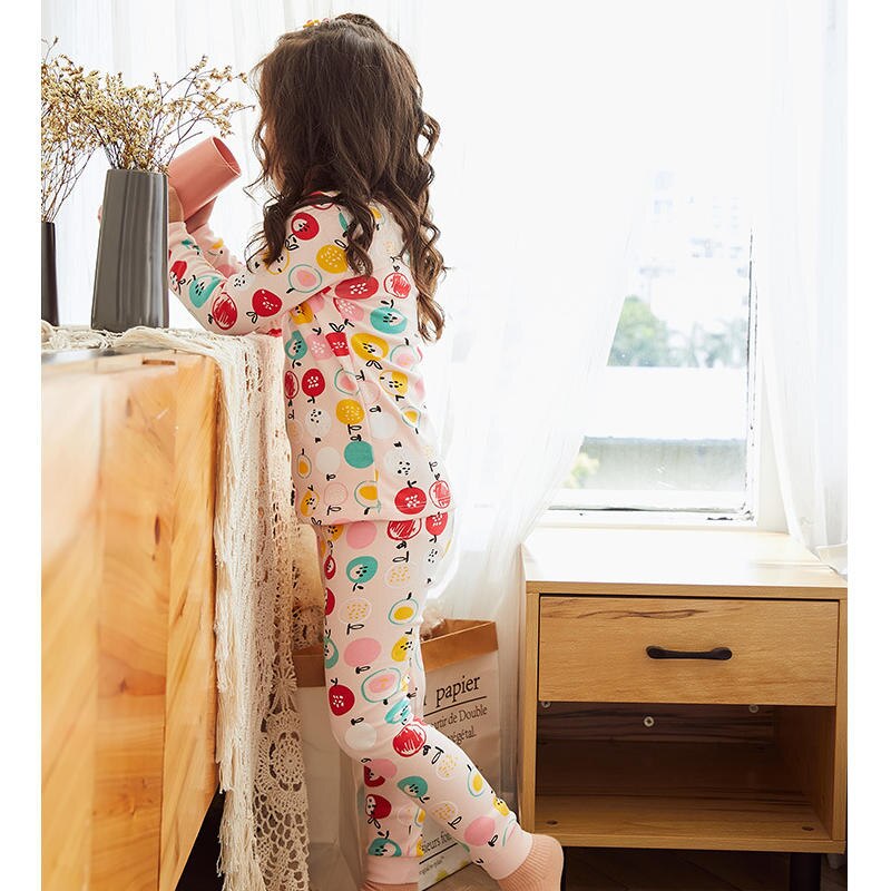 Børns vinter afslappet langærmet undertøj piges frugtprint pyjamas nattøj nattøj dragter