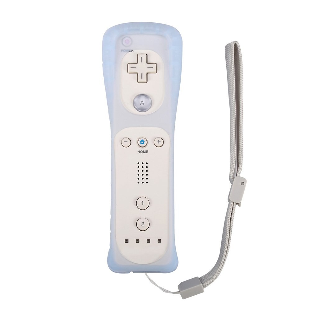 Télécommande sans fil pour Wii intégré Motion Plus manette avec coque en Silicone capteur de mouvement jeu poignée droite fonction de détection: White
