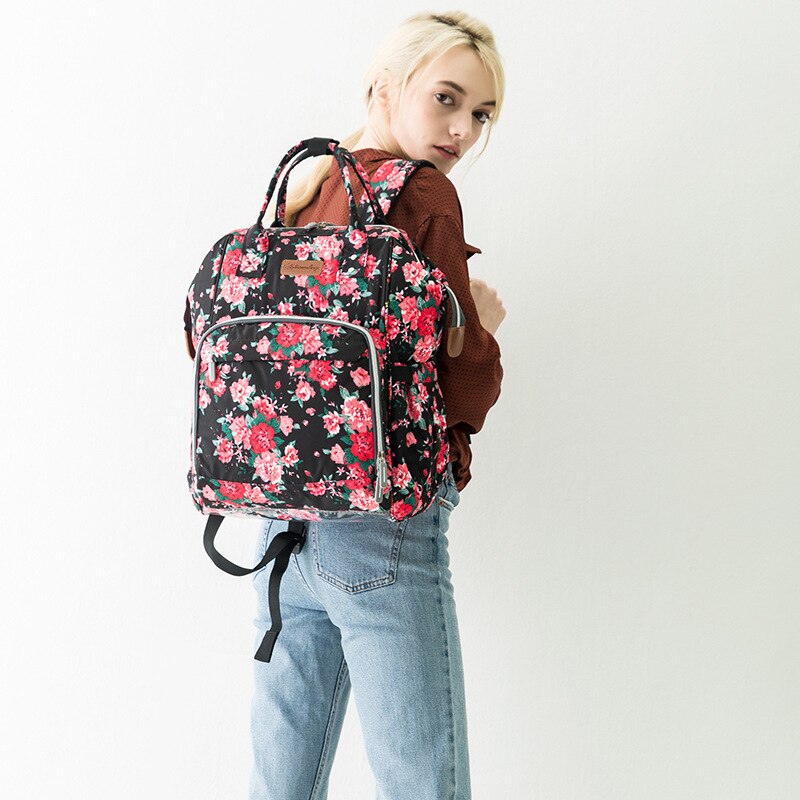 Eingetroffen Windel Tasche Große Kapazität Multi-funktionale Schulter Mutter und Baby Rucksack Wasserdichte Windel Tasche Mommy Tasche: Peony