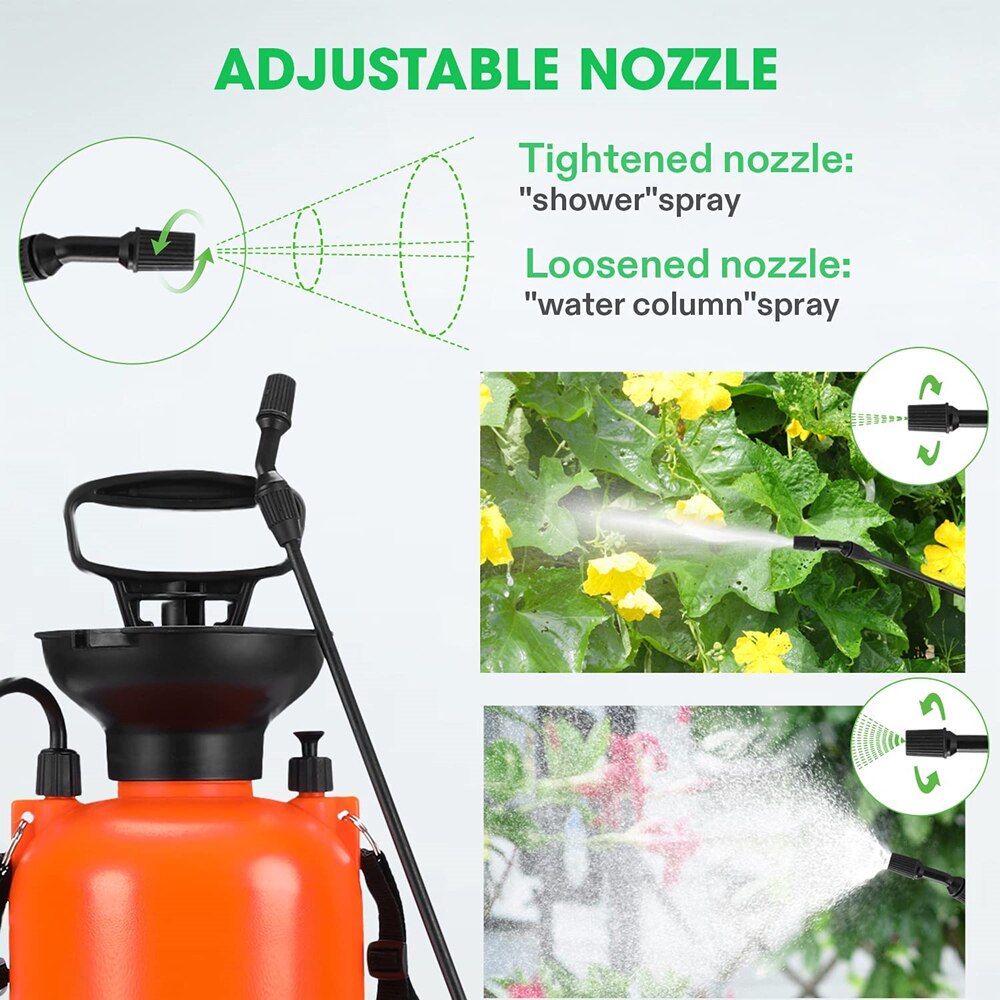 Knapsack Garden Sprayer 5L Hand Pressure Sprayers Spray Bottle for Yard Lawn Gardening Adjustable Air Pump Water Sprayers Bottle