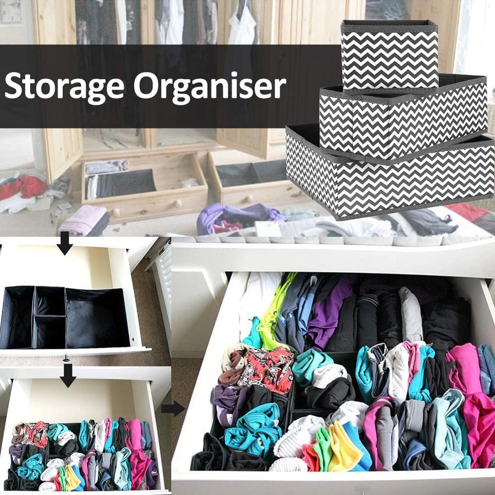 6 stk / 8 stk skuffe undertøj arrangører opbevaringsboks sammenfoldelig skab kommode skuffer organizer stof stof opbevaring kuber kurv