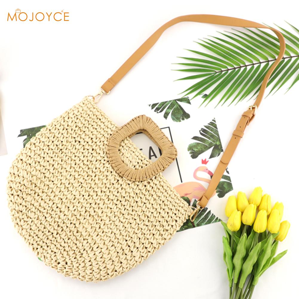 Handgemachte Sommer Strand Rattan Gewebt Stroh Tasche Sommer Frauen Bote Umhängetaschen Mädchen Kleine Strand Handtasche