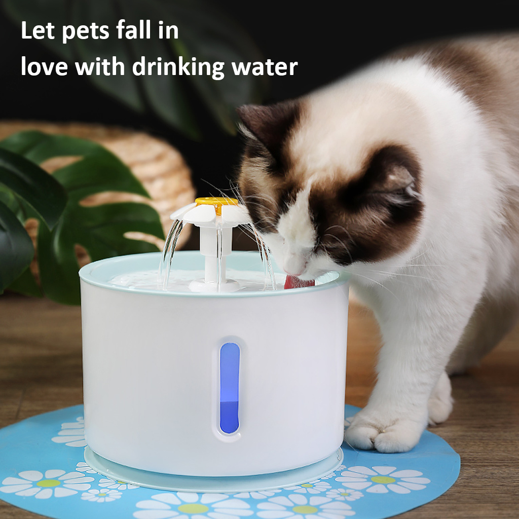 Bebedero eléctrico USB perro gato Mute con luz LED para mascotas dispensador de fuente automática para mascotas gato fuente de agua cuenco