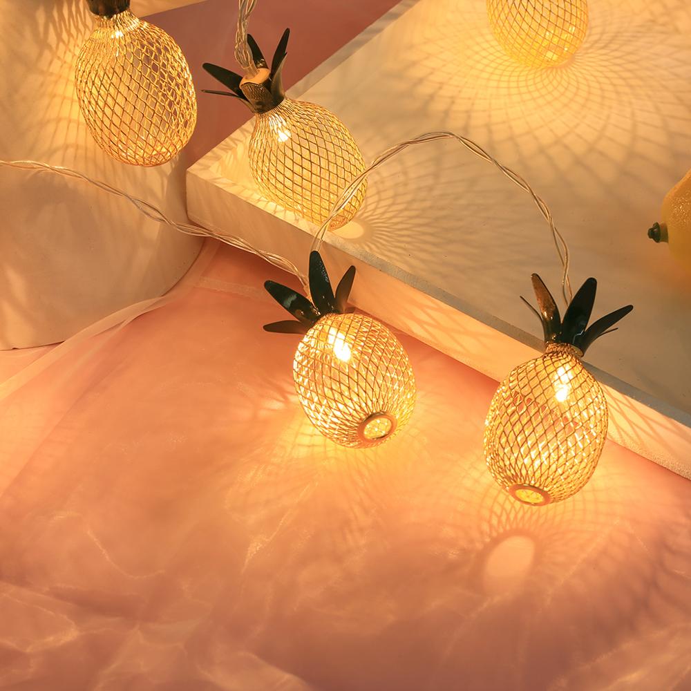 Retro Stijl Gouden Ananas String Lights 10LED USB Powered Verlichting voor Slaapkamer Bruiloft Verjaardag Party Decor