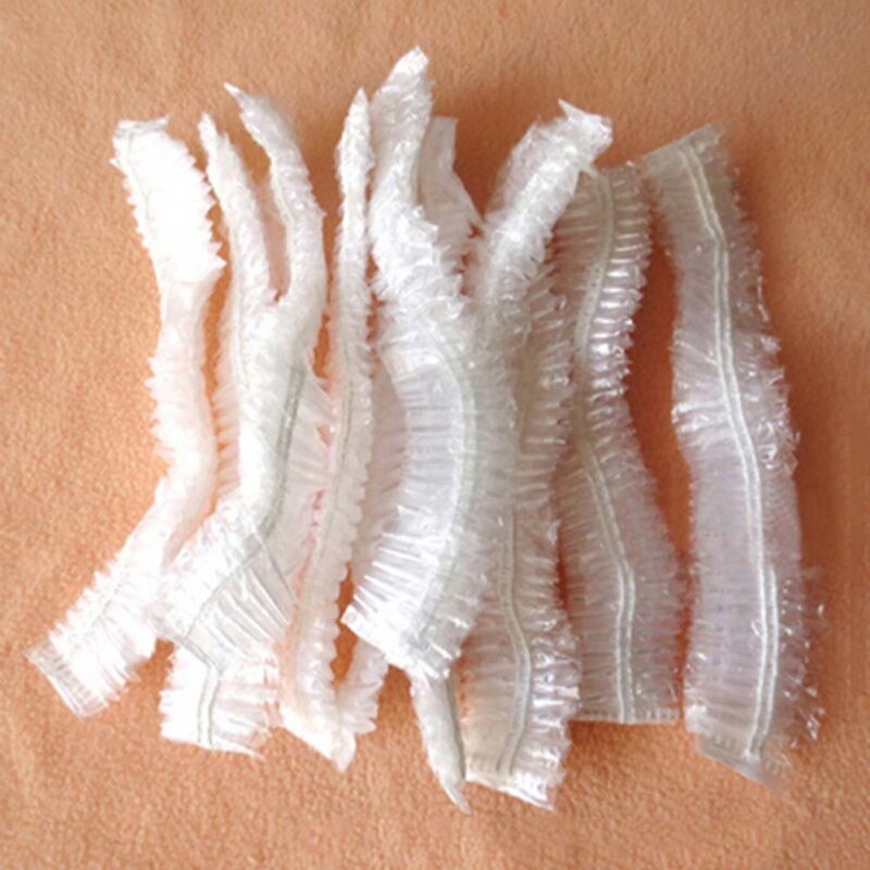 Gorros de ducha desechables, gorro de baño transparente, elástico, para Spa, peluquería, Hotel, 50 unids/lote