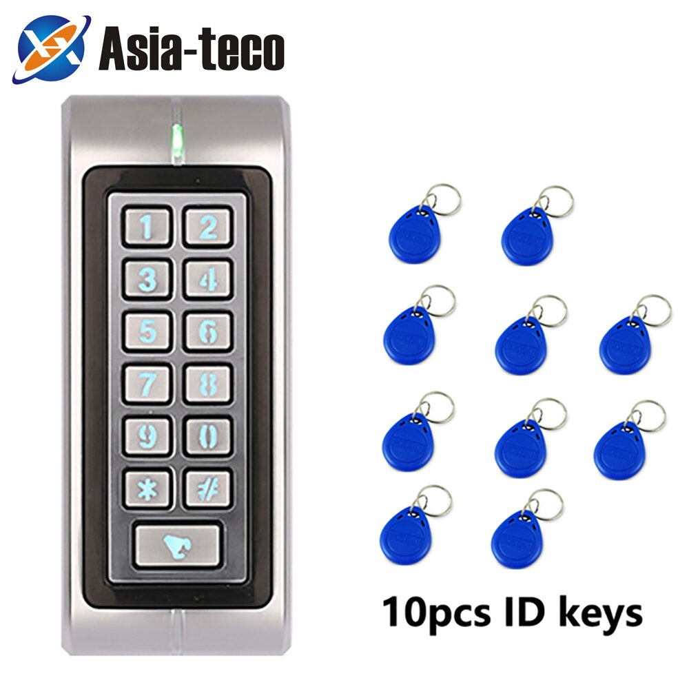 RT370 Metal Wiegand RFID Waterproof Access Control Keypad 1000 Users ID/IC Card Reader Door Access Control System: ID Version 10 keys