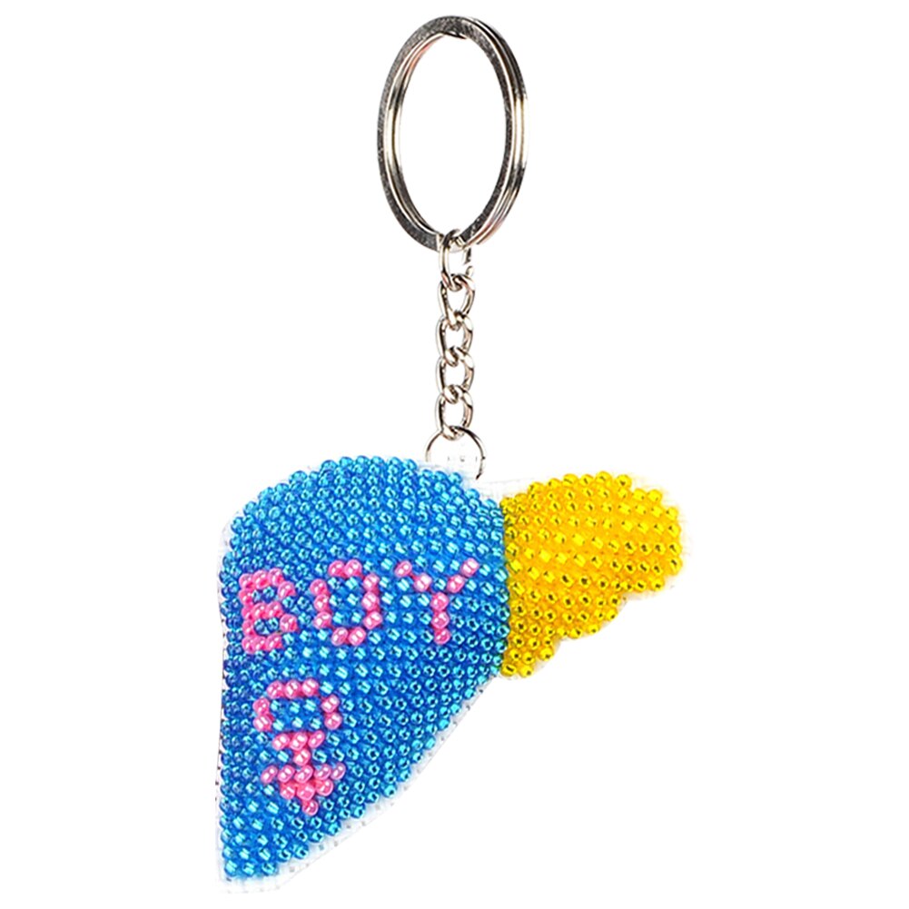 Stemplet diy perle korssting nøglering kit håndarbejde fuld beaded håndlavet broderet håndværk til rygsæk vedhæng: 05
