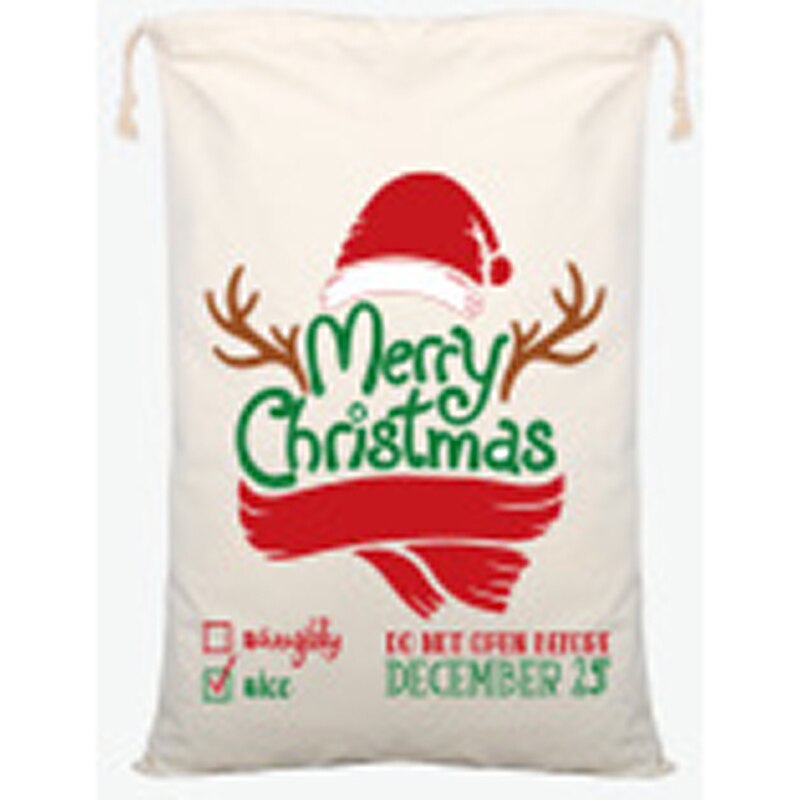 Doreenbox Kerstcadeaus Zak Katoenen Canvas Trekkoord Opbergtas Leuke Cartoon Zakken Kerstcadeau Voor Kinderen 50x7 0Cm/45X63Cm 1Pc