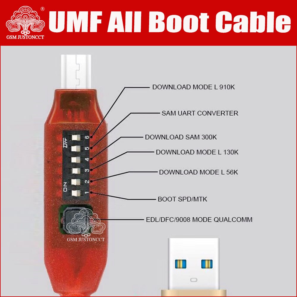 Gsmjustoncct-cable de arranque multifunción todo en uno, interruptor fácil, Micro USB, RJ45, edl, UMF, todo en 1