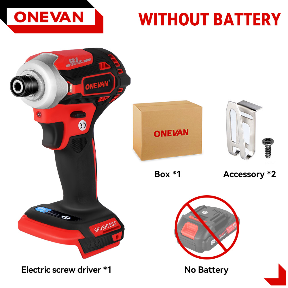 ONEVAN 588NM Cordless Electric Impact Brushless Wrench 5 Speed Screwdriver Power Tool 1/4" with 3 LED Light for Makita Battery: WHITE