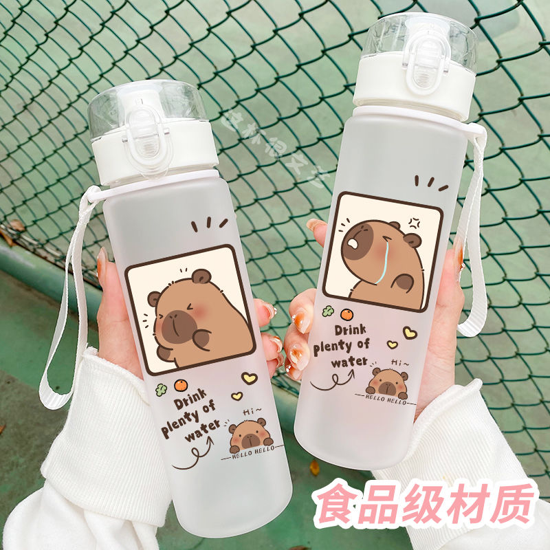 Botellas de bebida de rebote Capybara de 560ml, botella de agua de plástico barata Popular de dibujos animados, promocionales reutilizables, taza de agua de Capybara