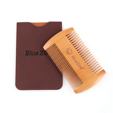 Peine de madera antiestático para Barba, peine de tamaño de bolsillo de madera con dientes gruesos y fino, cepillo de pelo de barba de doble cara, 1 unidad