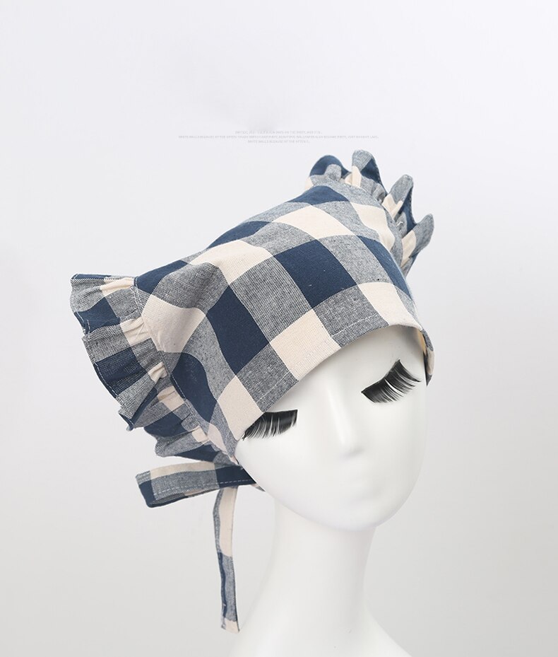 Gorros de cocina para Catering, cafetería, panadería, para cocinar trabajando en restaurante, gorro de Chef, camarera de Hotel, pastelería, gorra de cuadros ajustable: navy