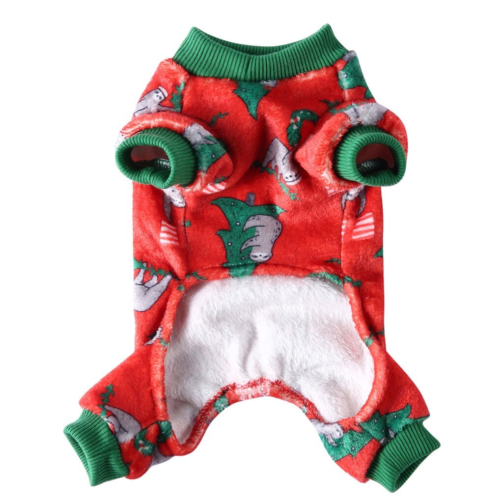 Bonito sloth natal desenhos animados imprimir vermelho cachorro macacão macio quente coral velo roupas para cães de estimação filhote de cachorro inverno vestuário 208
