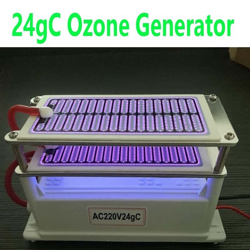 Generador de ozono de 24g, ozonizador, purificador de aire de 220V, placa cerámica de larga vida, limpiador de aire y agua, sin olores