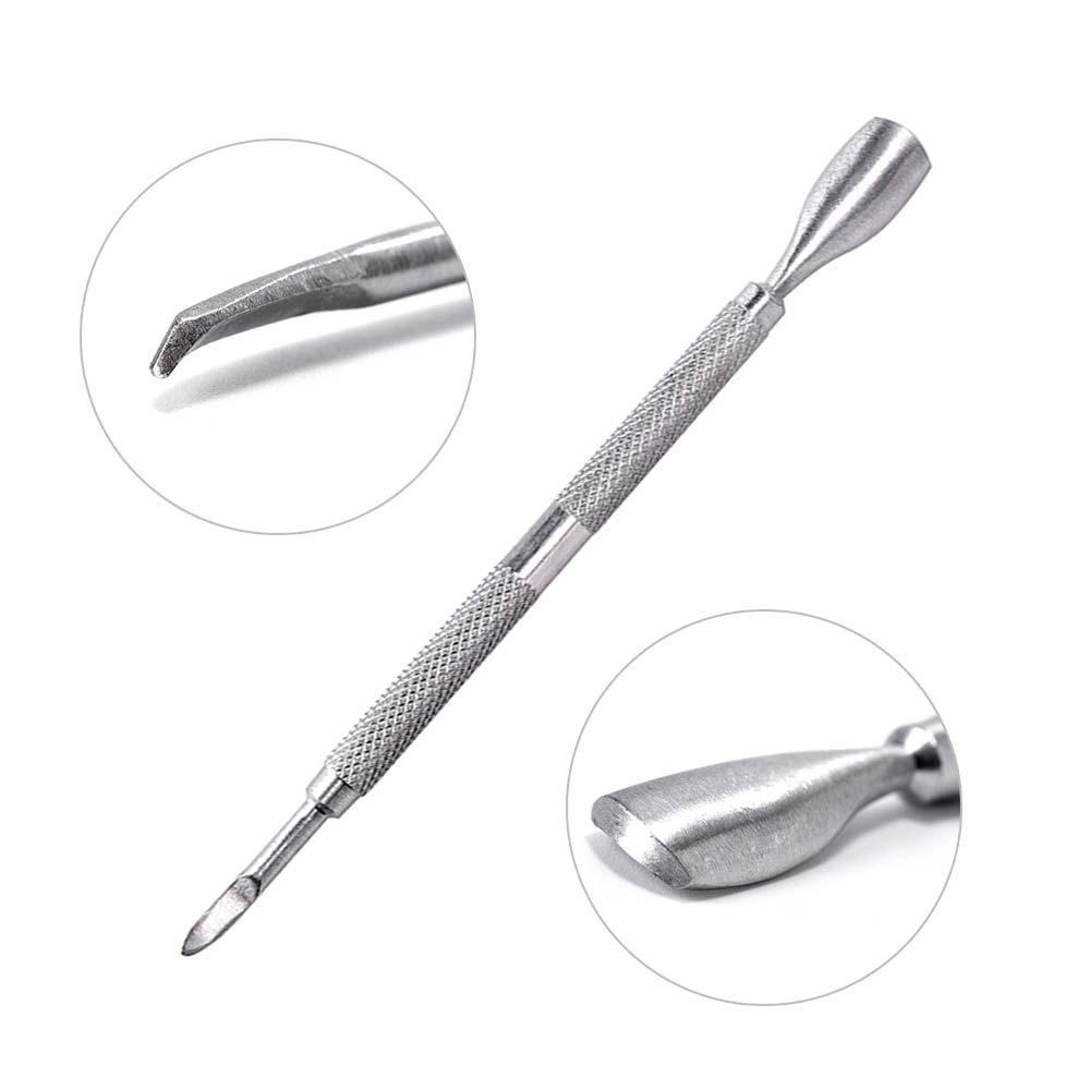 KADS-empujador de cutículas para manicura y pedicura, herramienta de manicura y pedicura, de doble extremo, de acero inoxidable, removedor de piel muerta, 1 ud.: 4