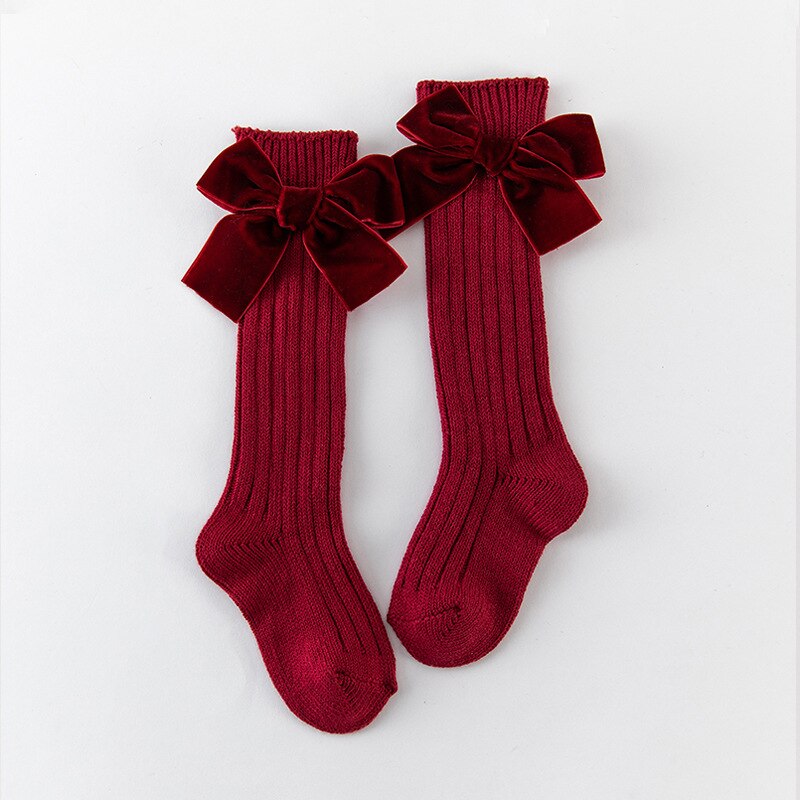 Kniestrümpfe für babys und kleinkinder, baumwollsocken mit großer schleife, weiche, lange socken für babys und kleinkinder, niedliche kniestrümpfe: 4 / M (2-4t)
