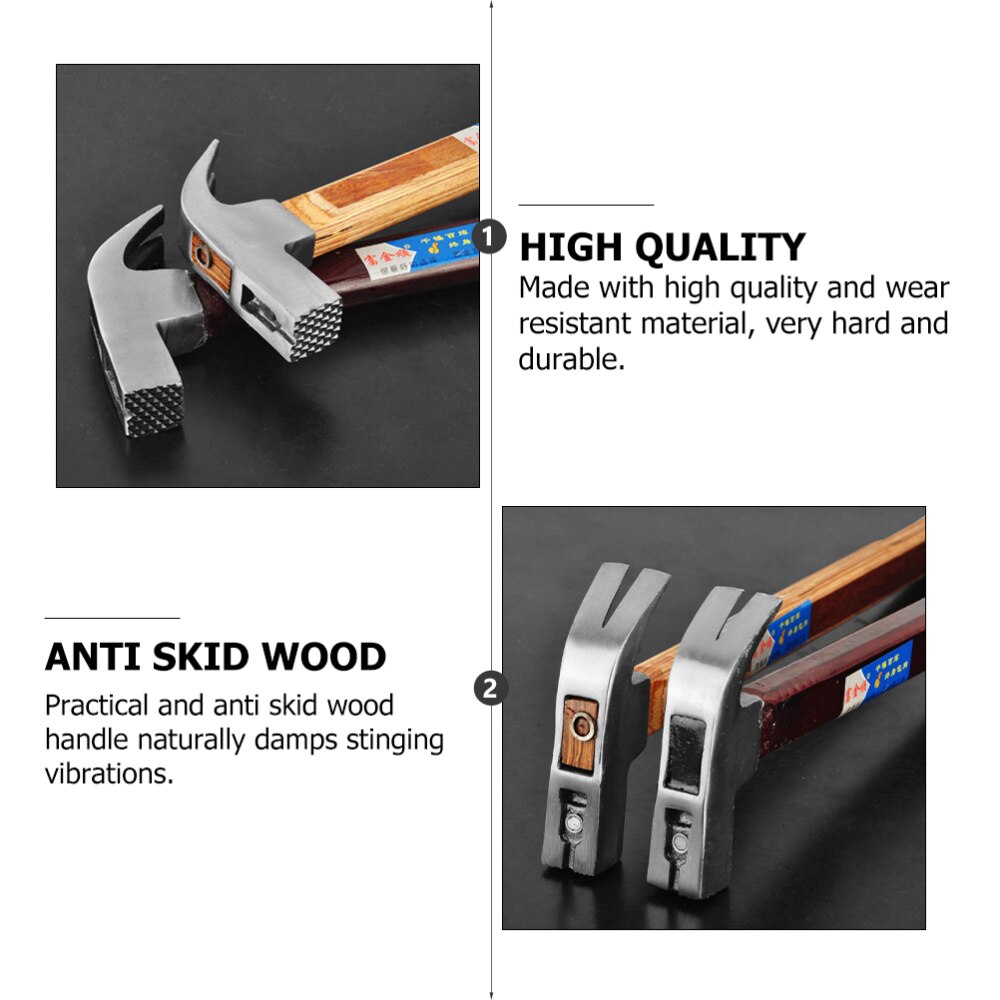 1PC Non-skid Handle Nail Hammer Compressed Wooden Handle Claw Hammer (0.35)